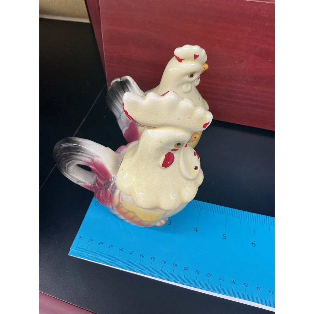 Vintage Rooster Hen Salt Pepper Shakers Sugar/Creamer Ceramic Made in‎ Japan